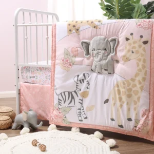 Pink and Grey Wildest Dreams Crib Bedding Set